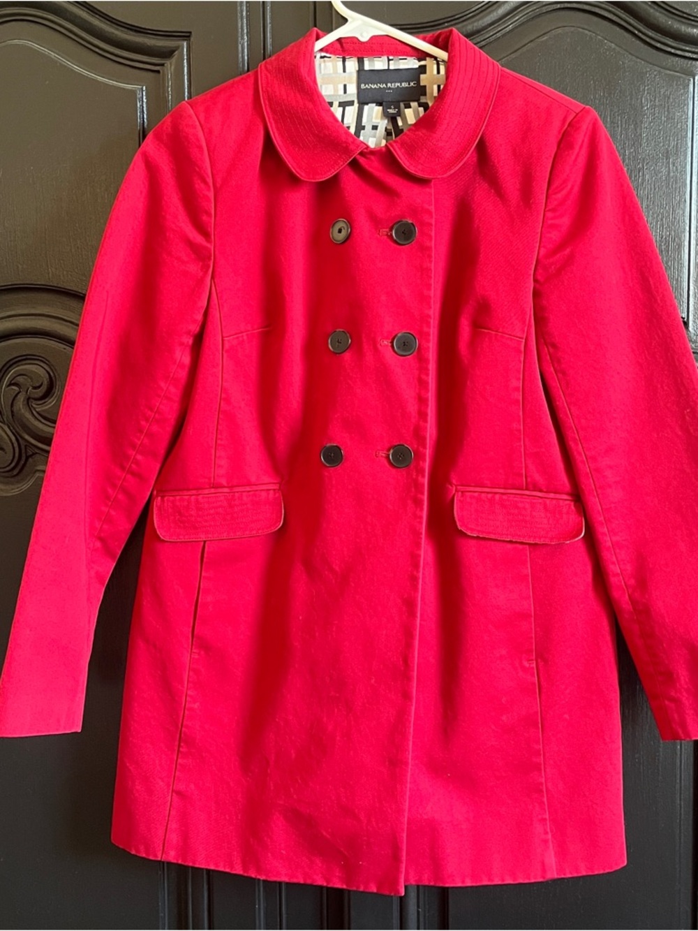 Banana Republic Bright Red Women’s Double-Breasted Pea Coat